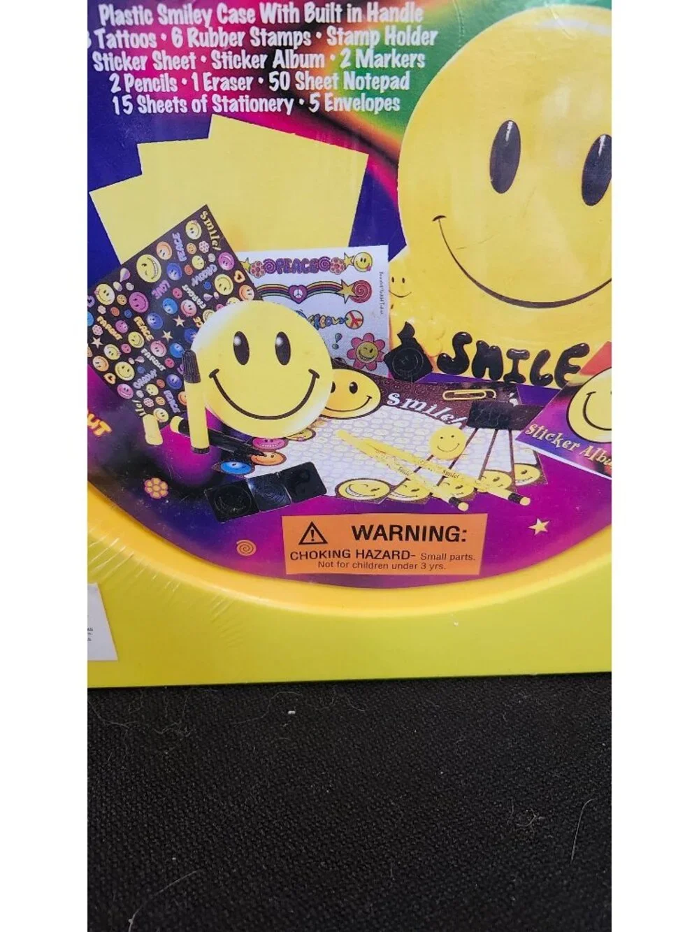 Smiley Kids Activity Case 1990s Retro Sealed Carry Case  Stationery Stickers Toy